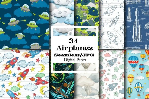 Airplanes Digital Seamless Pattern: A Versatile Design Asset