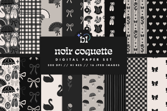 Black and White Coquette Digital Paper: A Designer's Asset