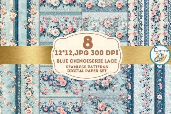 Blue Chinoiserie Lace: A Seamless Design Asset