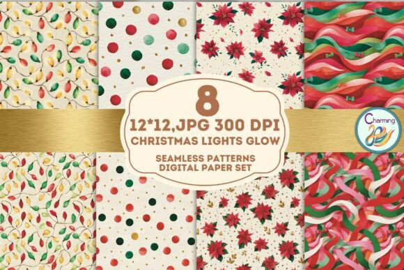 Christmas Lights Glow: Seamless Paper Design Patterns