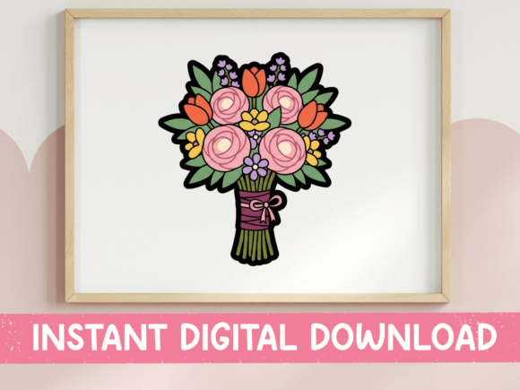 Elegant Floral Bouquet Sticker for Creative Projects