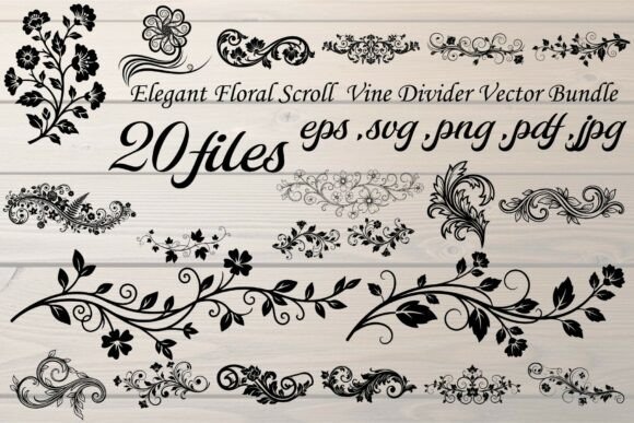 Elegant Floral Scroll Vine Divider: Timeless Design Element