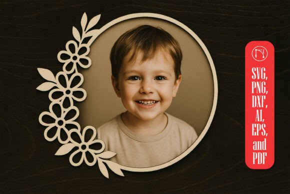 Elegant Laser Cut Floral Photo Frame SVG for Modern Creators