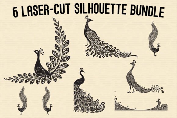 Elegant Peacock Silhouette Set for Creative Projects