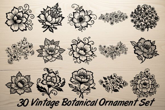 Elegant Vintage Botanical Ornaments for Timeless Design