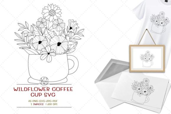 Elegant Wildflower Coffee Cup SVG for Creative Projects