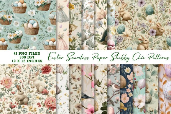 Elevate Your Designs with Easter Seamless Paper Shabby Chic Patter