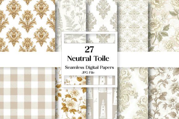 Elevate Your Visual Design with Neutral Toile Digital Paper