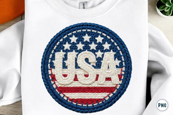 Faux Yarn 4th of July PNG: Textured Patriotism for Design