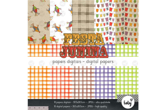 Junine Party Digital Papers: Vibrant Design Assets