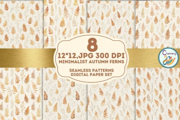 Seamless Paper: Minimalist Autumn Ferns for Elegant Design