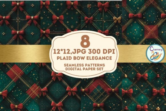 Seamless Paper: Plaid Bow Elegance for Modern Design