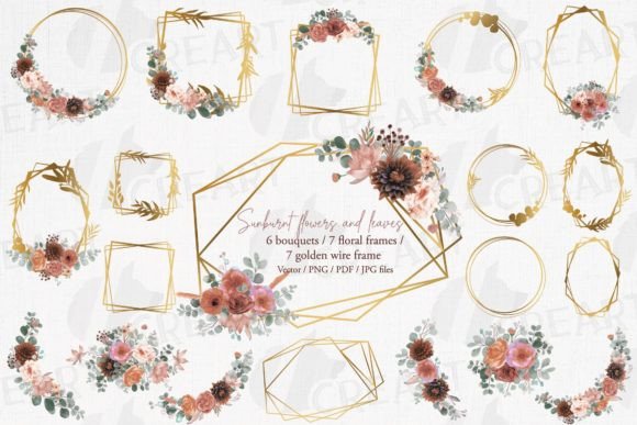 Sunburnt Floral Gold Frames and Bouquets: A Designer's Toolkit