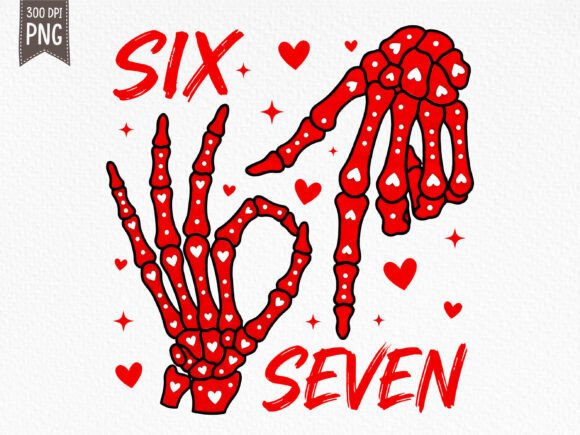Trendy Six Seven Skeleton Valentine PNG: A Designer's Asset