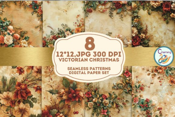 Victorian Christmas Seamless Paper for Modern Design