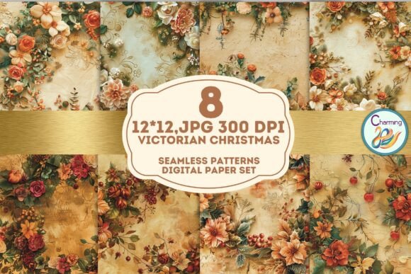 Vintage Victorian Christmas Seamless Paper for Design