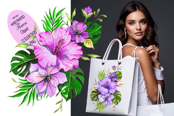 Watercolor Flowers Clipart: Tropical PNGs for Vibrant Design